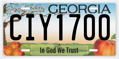 GA license plate CIY1700