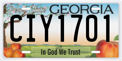 GA license plate CIY1701