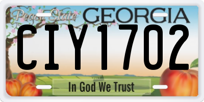 GA license plate CIY1702
