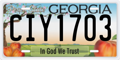 GA license plate CIY1703