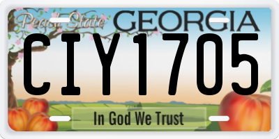 GA license plate CIY1705