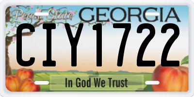 GA license plate CIY1722