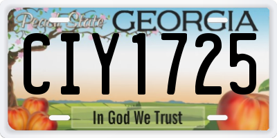 GA license plate CIY1725