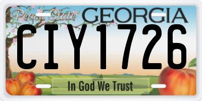 GA license plate CIY1726