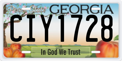 GA license plate CIY1728