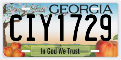 GA license plate CIY1729