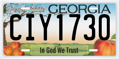 GA license plate CIY1730