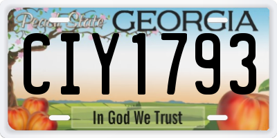 GA license plate CIY1793