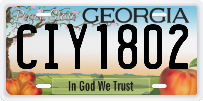 GA license plate CIY1802