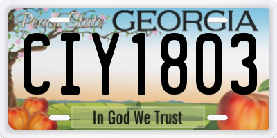 GA license plate CIY1803