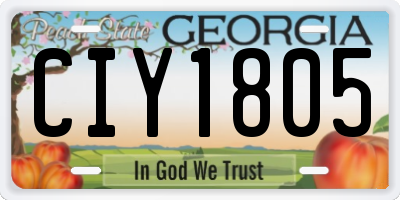 GA license plate CIY1805