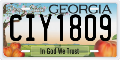 GA license plate CIY1809