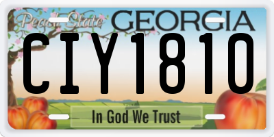 GA license plate CIY1810