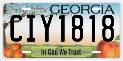 GA license plate CIY1818