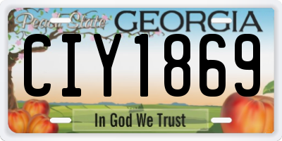 GA license plate CIY1869