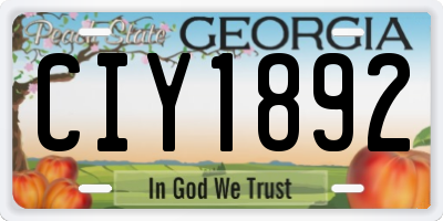 GA license plate CIY1892