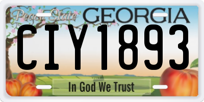 GA license plate CIY1893