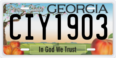 GA license plate CIY1903