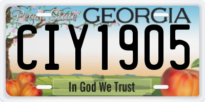 GA license plate CIY1905