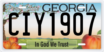 GA license plate CIY1907