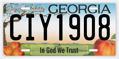 GA license plate CIY1908