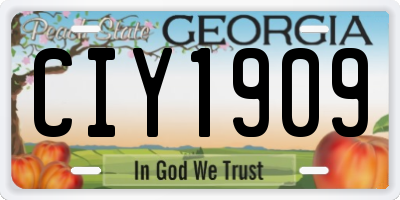 GA license plate CIY1909