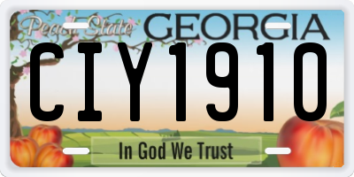 GA license plate CIY1910