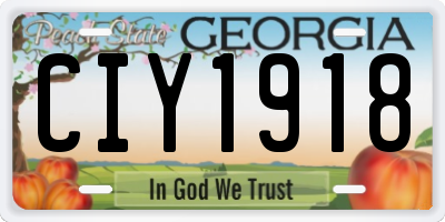 GA license plate CIY1918