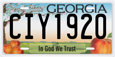 GA license plate CIY1920