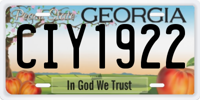 GA license plate CIY1922