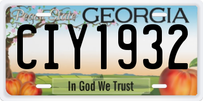 GA license plate CIY1932