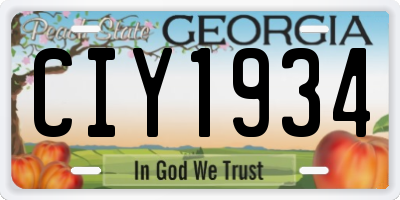 GA license plate CIY1934