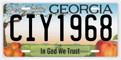 GA license plate CIY1968