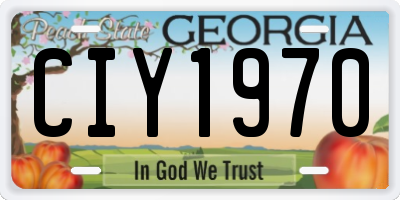 GA license plate CIY1970