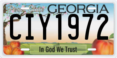 GA license plate CIY1972