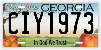 GA license plate CIY1973