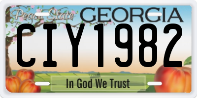 GA license plate CIY1982