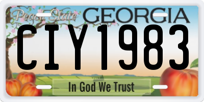 GA license plate CIY1983