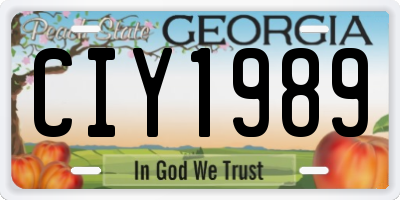 GA license plate CIY1989