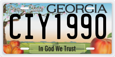 GA license plate CIY1990