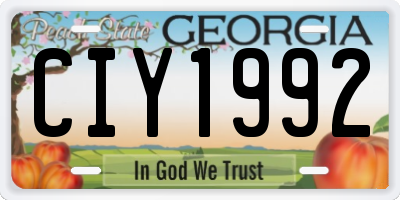GA license plate CIY1992