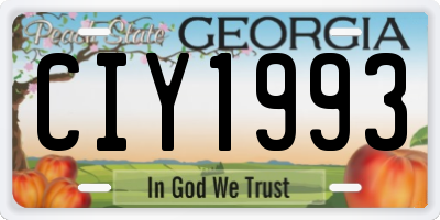 GA license plate CIY1993