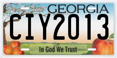 GA license plate CIY2013
