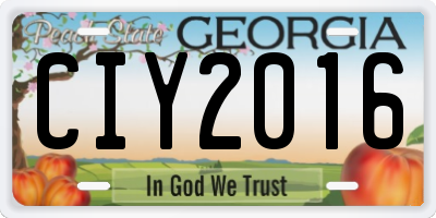 GA license plate CIY2016