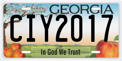GA license plate CIY2017