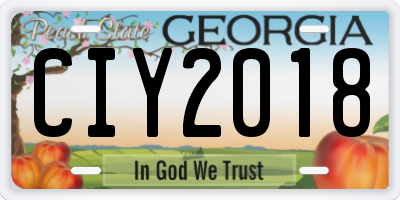 GA license plate CIY2018
