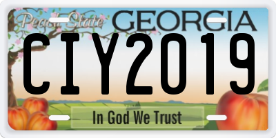 GA license plate CIY2019