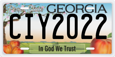 GA license plate CIY2022