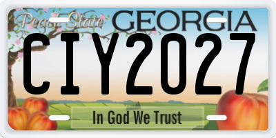 GA license plate CIY2027