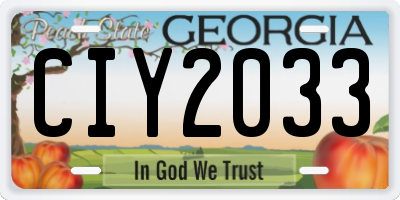GA license plate CIY2033